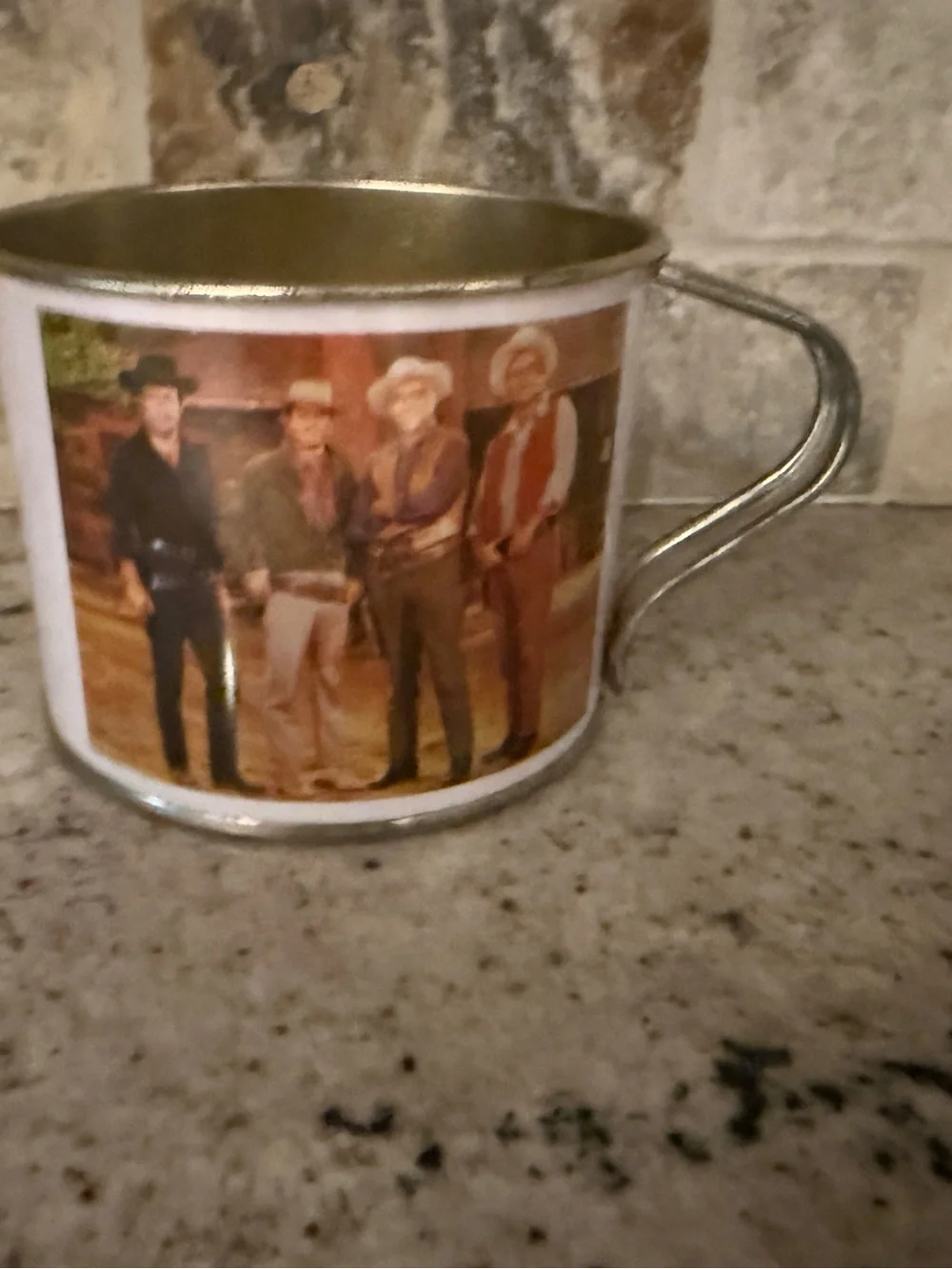 Vintage Set of Bonanza Ponderosa Ranch Tin Mug Cups With Cartwrights Western